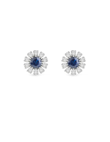 Damiani MARGHERITA серьги из белого золота с бриллиантом (ct 0.15) и сапфиром (ct 0.26) Ref. 20084146