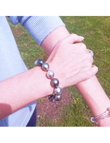 UTOPIA THAITI bracelet in white gold and pearls...