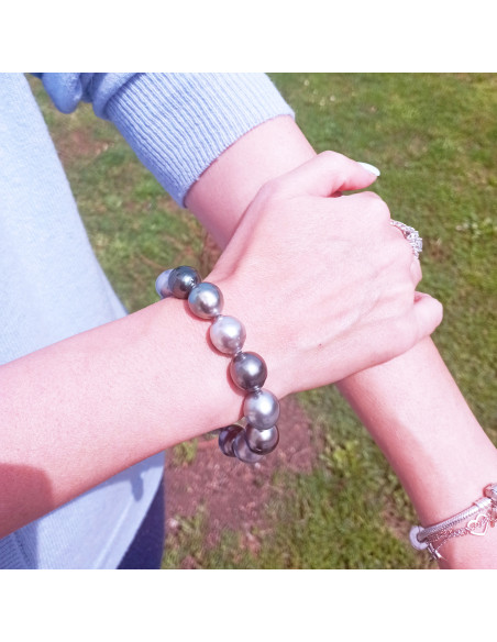 UTOPIA THAITI bracelet in white gold and pearls 13-13.90 Ref: MS3297