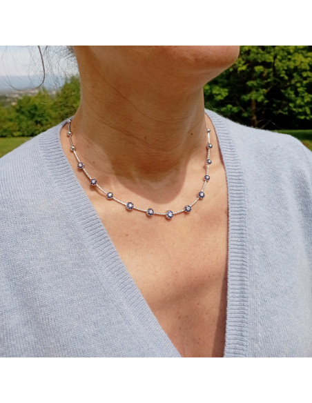 Crivelli Saphir Kollektion Halskette in Gold, Diamanten und Saphiren 1.26 ct - 117-CC291