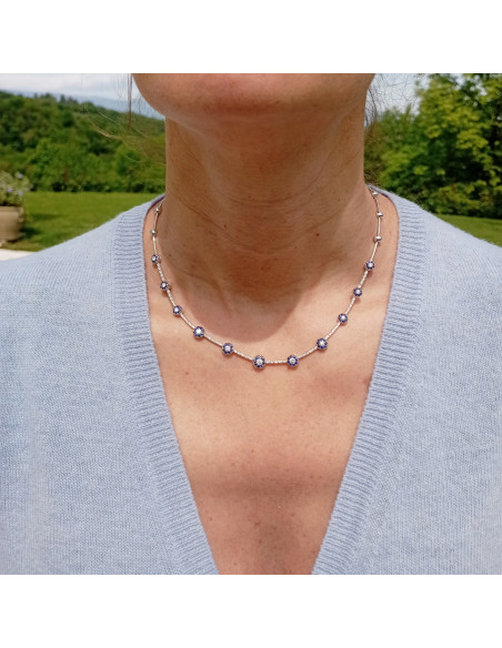 Crivelli Saphir Kollektion Halskette in Gold, Diamanten und Saphiren 1.26 ct - 117-CC291