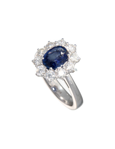 DAMIANI CLASSIC ring in white gold, 1.62 ct sapphire and 1.01 ct diamonds