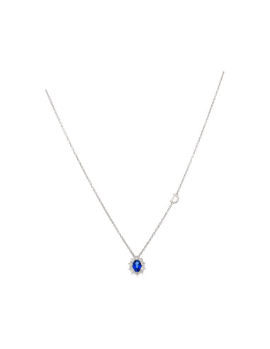 DAMIANI CLASSIC necklace in white gold, 0.85 ct sapphire and 0.40 ct diamonds