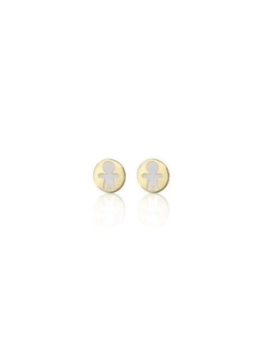 Bimbi Jewels Gioiamore earrings with Boy in gold and mother of pearl - ref: ORBI15G/SMW18