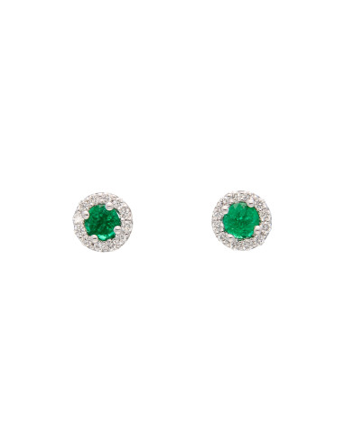 Crivelli Emerald Collection Gold Earrings , Diamonds and emerald 0.64 ct - 234-3269-30