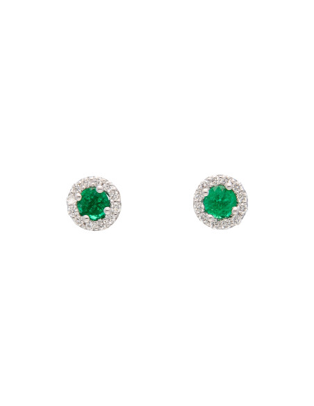 Crivelli Emerald Collection Gold Earrings , Diamonds and emerald 0.64 ct - 234-3269-30