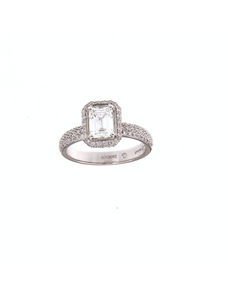 DAMIANI MINOU RING AUS WEISSGOLD MIT Smaragdschliff Diamant 1.00 ct FULL PAVE