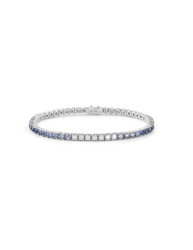 DAMIANI LUCE bracciale "TENNIS" in oro bianco, diamanti e zaffiri 1.40 CT- 20089331