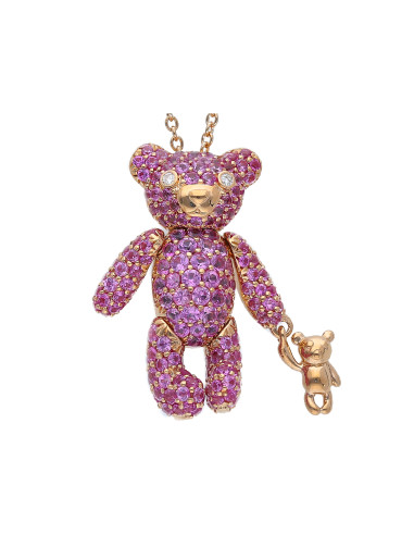 LJ ROMA, коллекция ANIMALS, колье TEDDY BEAR из розового золота с сапфирами 2,55 карата - 241308