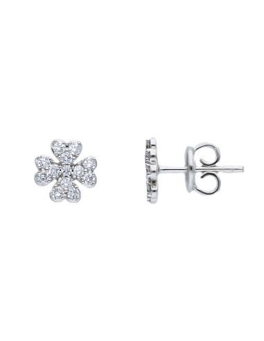 LJ ROMA SYMBOLS collection "cloverleaf" earrings in white gold and diamonds 0.46ct - 253770