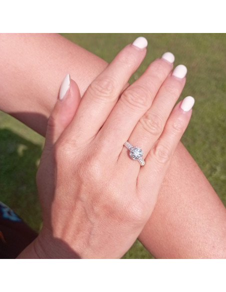 DAMIANI MINOU anello in oro bianco con diamante 0.50 ct F VS1 - FULL PAVE'