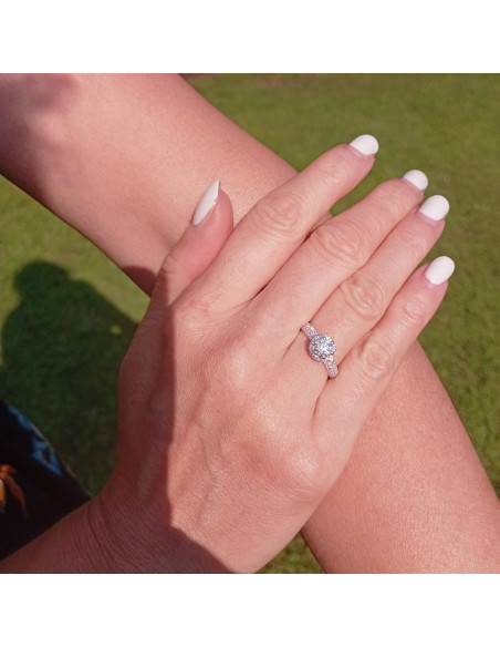 DAMIANI MINOU anello in oro bianco con diamante 0.50 ct F VS1 - FULL PAVE'