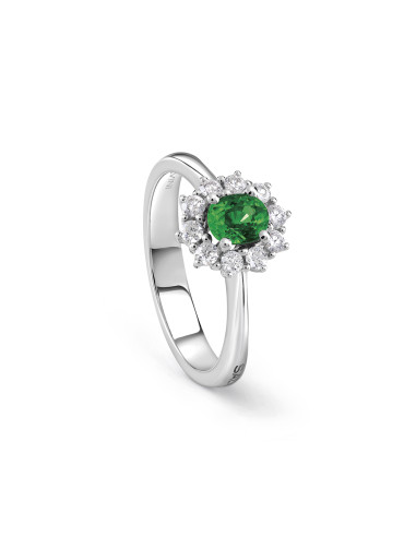 SALVINI Love For Color ring in white gold, 0.35 ct emerald and 0.26 ct diamonds  - 20099561