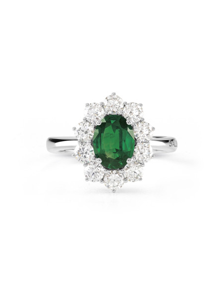SALVINI Love For Color ring in white gold, 0.57 ct emerald and 0.38 ct diamonds - 20100594