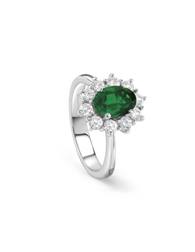 SALVINI Love For Color anello in oro bianco, smeraldo 0.57 ct e diamanti 0.38 ct - 20100594