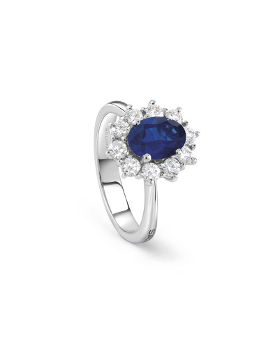 SALVINI Love For Color кольцо из белого золота с сапфиром 0,89 карата и бриллиантом 0,39 карата - 20098427
