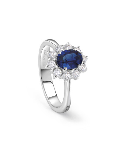 SALVINI Love For Color anello in oro bianco, zaffiro 0.50 ct e diamanti 0.26 ct - 20096956