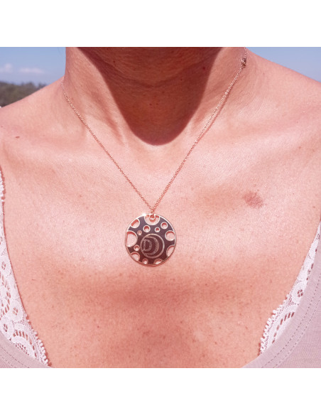 DAMIANI DAMIANISSIMA COLLANA BIFACCIALE IN ORO ROSA, DIAMANTE (0,01ct) E CERAMICA BIANCA E NERA Ref. 20058573