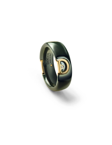 Damiani D.ICON Ring aus grüner Keramik, Gelbgold und Diamant – 7 mm – Ref: 20100016