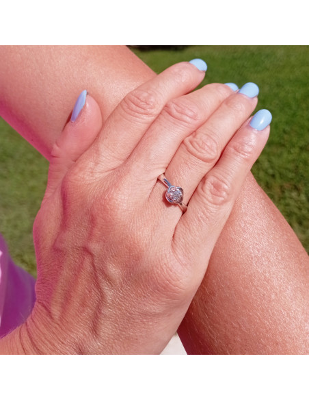 DAMIANI BOCCIOLO solitaire ring in white gold and diamond ct 0.30 color D