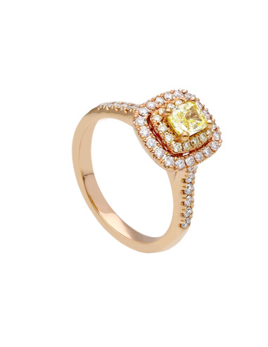 LJ ROMA diamond collection ring in pink gold and Fancy Diamond yellow color 0.64ct - 263104