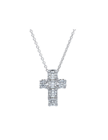 LJ ROMA Simboli-Kollektion „Kreuz“-Halskette aus Weißgold und Diamanten 0,46 ct – 183827