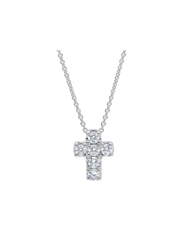 LJ ROMA Simboli-Kollektion „Kreuz“-Halskette aus Weißgold und Diamanten 0,23 ct – 183823
