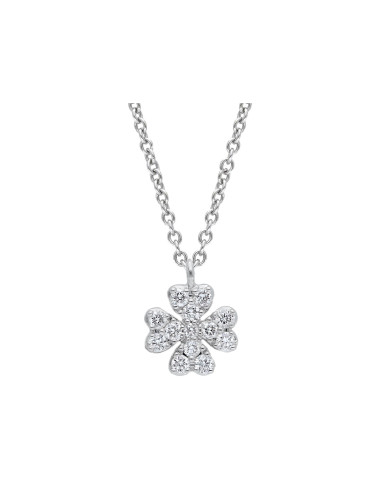 LJ ROMA Simboli collection "Cloverleaf" necklace in white gold and diamonds 0.22ct - 253981