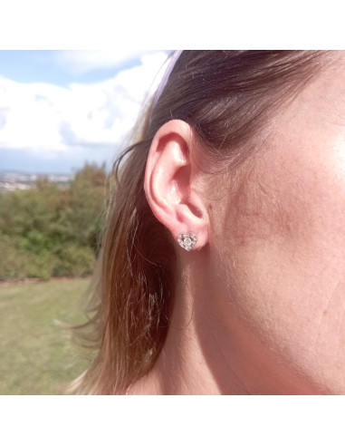 DAMIANI Belle Epoque "heart" earrings in white...