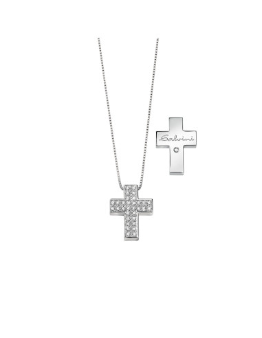SALVINI I Segni "cross" necklace in white gold and diamonds 0.29 ct - 20067606