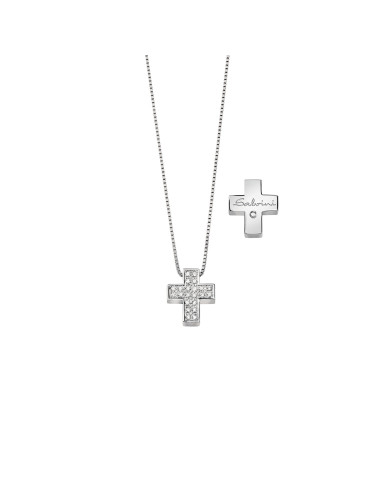 SALVINI I Segni "cross" necklace in white gold and diamonds 0.13 ct - 20067605