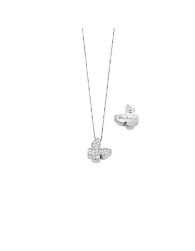 SALVINI I Segni "butterfly" necklace in white gold and diamonds 0.14 ct - 20067608
