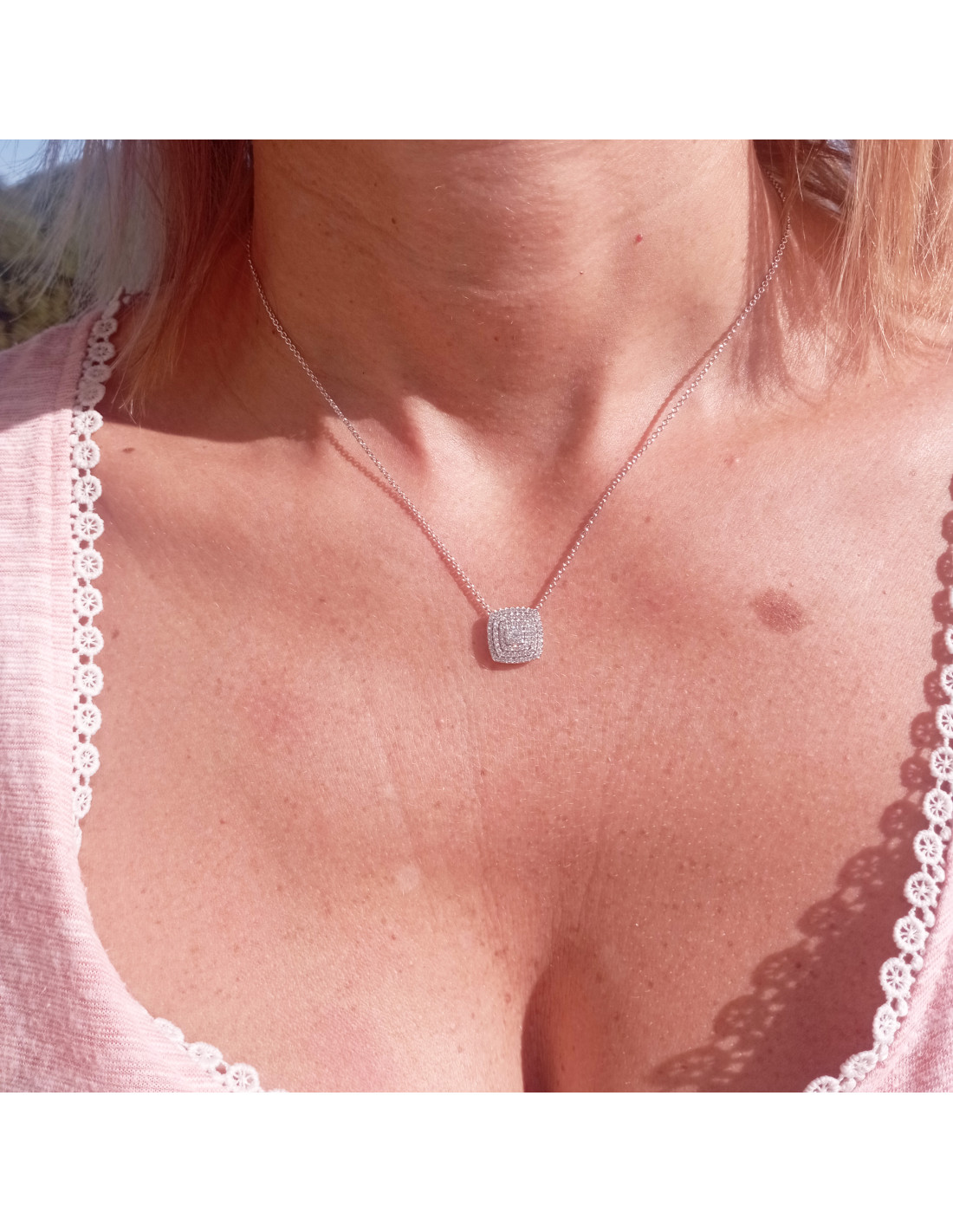 SALVINI Bagliori square necklace in white gold and diamonds 0.41 ct 20088546