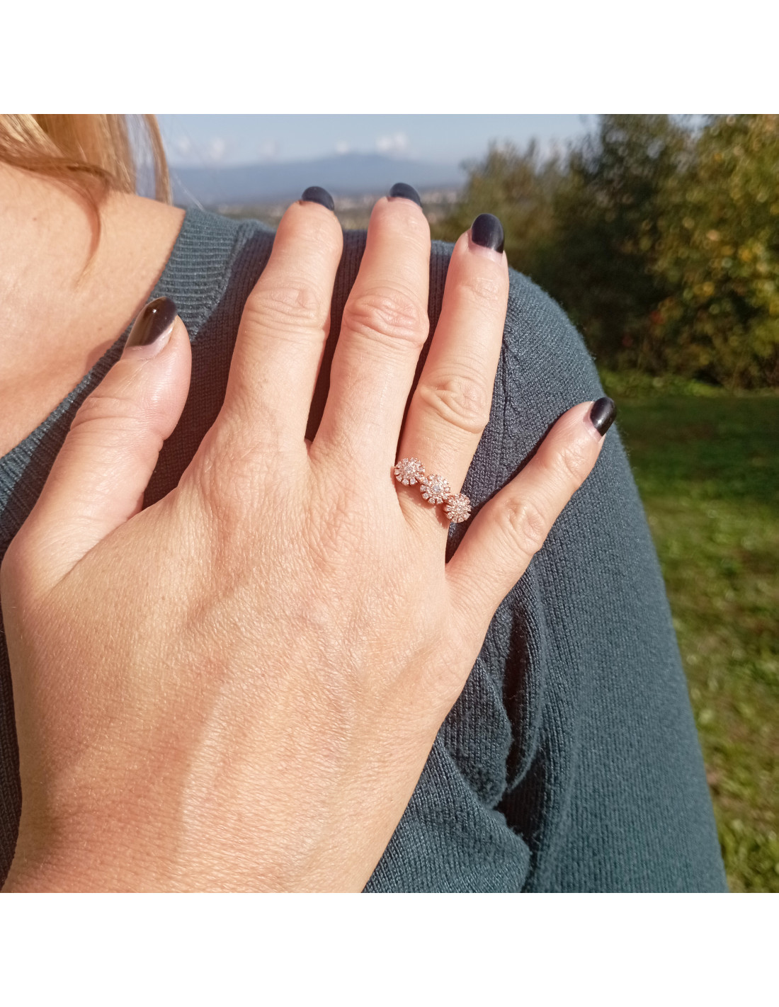 DAMIANI MARGHERITA anello trilogy in oro rosa e diamanti 0.30ct ref 20087079