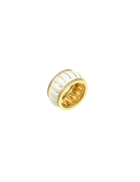 Misis Lucky Gecko Ring 18ct Gold Plated Silver, Enamel, Zirconia AN03619PLSBI