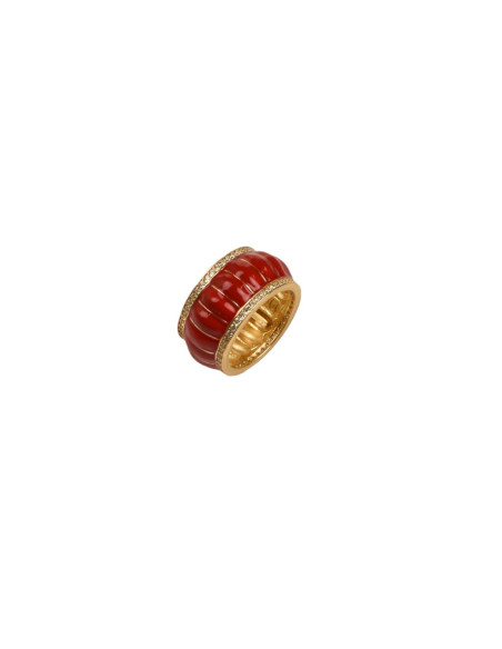 Misis Lucky Gecko Ring 18ct Gold Plated Silver, Enamel, Zirconia AN03619PLSR
