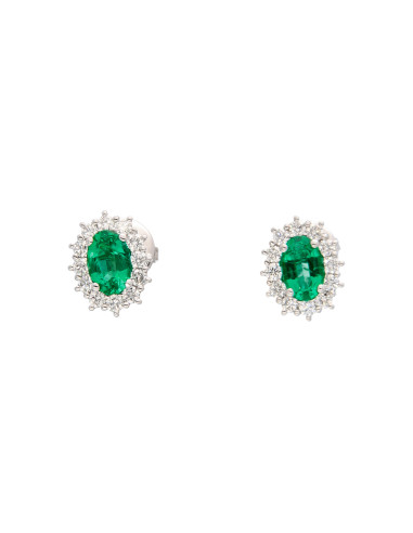 Crivelli Emerald Collection Gold Earrings , Diamonds and emerald 0.91 ct - 234-B5028-6-4