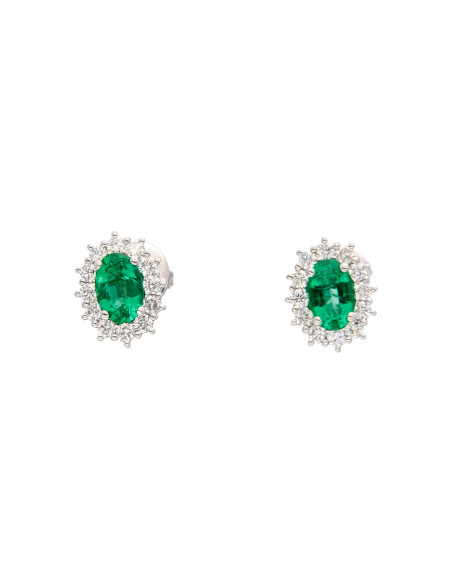 Crivelli Emerald Collection Gold Earrings , Diamonds and emerald 0.91 ct - 234-B5028-6-4