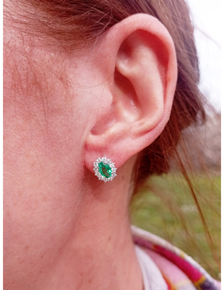 Crivelli Emerald Collection Gold Earrings , Diamonds and emerald 0.91 ct - 234-B5028-6-4