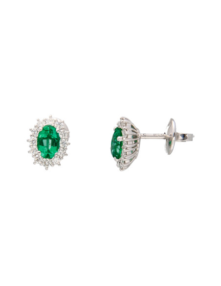 Crivelli Emerald Collection Gold Earrings , Diamonds and emerald 0.91 ct - 234-B5028-6-4