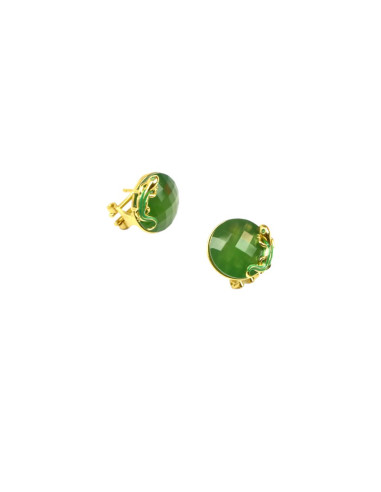 Misis LUCKY GECKO Earrings 18ct Gold Plated Silver, Enamel, agate OR010272