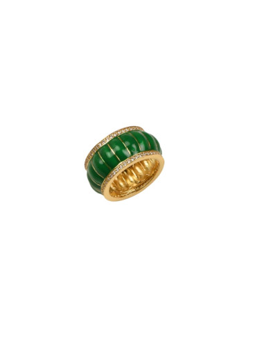 Misis Lucky Gecko Ring 18 Karat vergoldetes Silber, Emaille, Zirkonia AN03619PLSV