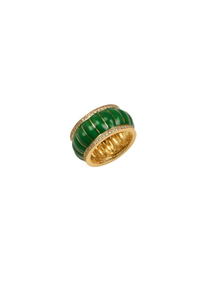 Misis Lucky Gecko Ring 18ct Gold Plated Silver, Enamel, Zirconia AN03619PLSV