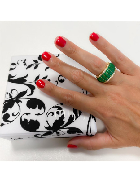 Misis Lucky Gecko Ring 18ct Gold Plated Silver, Enamel, Zirconia AN03619PLSV