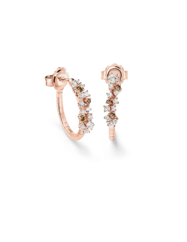Damiani Mimosa FLEXI Earrings in rose gold with white and brown diamonds - ref: 20100613