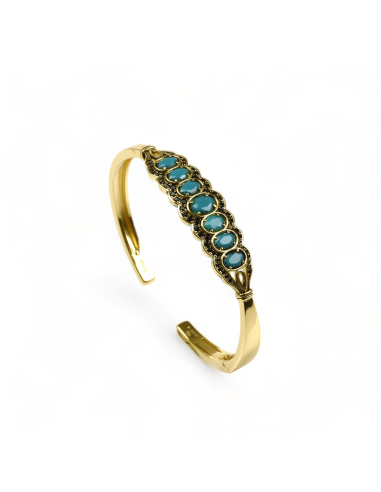 Misis Titani bracelet in gold plated silver, zircons and turquoise BR08390