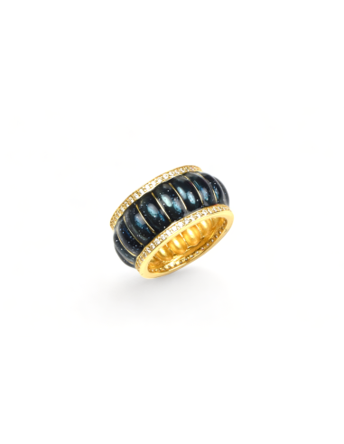 Misis Lucky Gecko Ring 18 Karat vergoldetes Silber, Emaille, Zirkonia AN03619PLSB