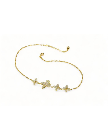 Misis Flora Halskette Gold plattiert Silber,  Zirkone CA09963