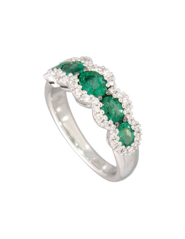 Valentina Callegher Emerald collection gold ring, diamonds ct. 0.36 and emeralds ct. 1.27 - ref: 5630-SSM