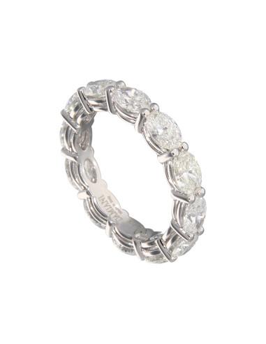 DAMIANI CLASSIC NAVETTE anello eternity in oro bianco e diamanti 3.76 ct